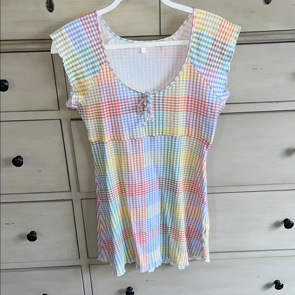 Love shack fancy Colorful Plaid mini dress